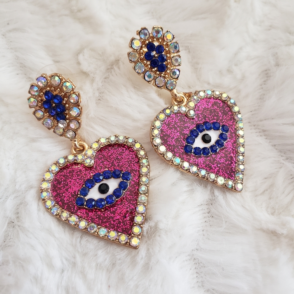 Evil Eye Heart‎ Earrings
